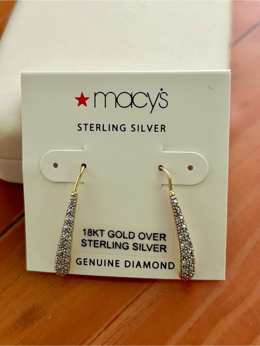 Teardrop 18KT Gold Over Sterling Silver Earrings with Diamonds